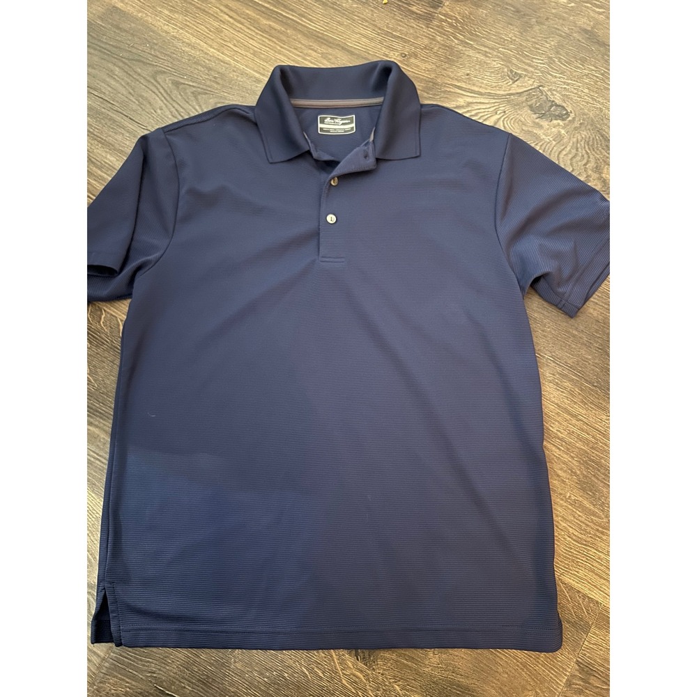 Ben Hogan Performance Mens Navy Blue Micro Ribbed Short Sleeve Golf Polo Shirt M